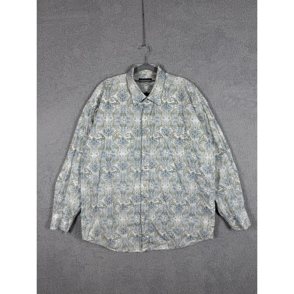 Stetson Other - Stetson Shirt Mens 2XL‎ Blue Green Paisley Western Long Sleeve Pearl Snap Cotton